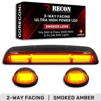 Recon - Recon 264155BKHPAM LED Cab Roof Lights Smoked/Amber 01-06 Silverado/Sierra HD