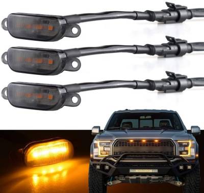 Recon - Recon 264440BK Universal 3pc LED Front Grill Marker Light Kit Amber