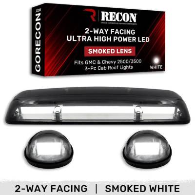 Recon - Recon 264155BKHPWH LED Cab Roof Lights Smoked/White 01-06 Silverado/Sierra HD