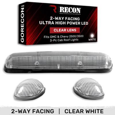 Recon - Recon 264155CLHPWH LED Cab Roof Light Kit Clear/White 01-06 Silverado/Sierra HD