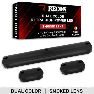 Recon - Recon 264156BKDCHP LED Cab Roof Lights Smoked/White/Amber Silverado/Sierra HD