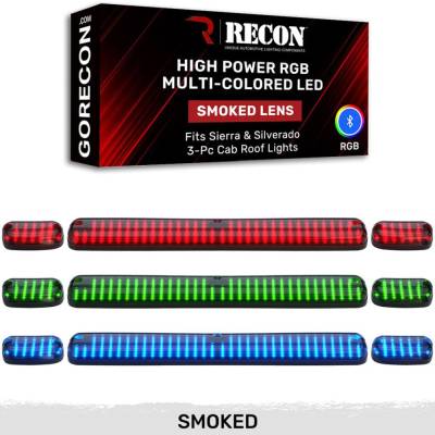 Recon - Recon 264156BKRGB LED Cab Roof Light Kit Smoked/RGB 07-14 Silverado/Sierra HD