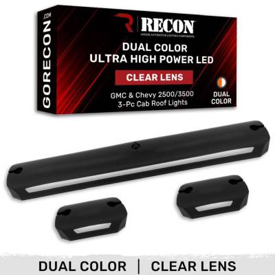 Recon - Recon 264156CLDCHP LED Cab Roof Lights Clear/White/Amber Silverado/Sierra HD