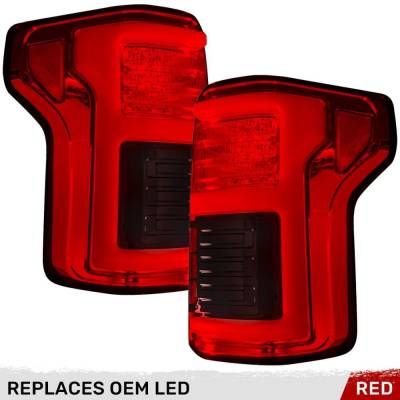 Recon - Recon 264468LEDRD OLED Tail Lights Red Lens 18-20 Ford F150 w/BLIS