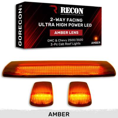 Recon - Recon 264157AMHPAM LED Cab Roof Light Kit Amber/Amber 15-19 Silverado/Sierra HD