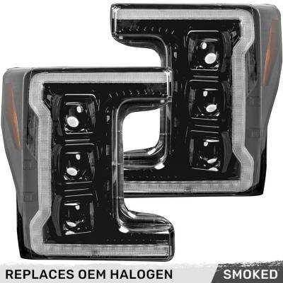 Recon - Recon 264472BKC LED Projector HeadLights Smoked Lens 20-22 Ford Super Duty