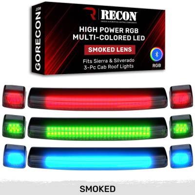 Recon - Recon 264157BKRGB LED Cab Roof Light Kit Smoked/RGB 15-19 Silverado/Sierra HD