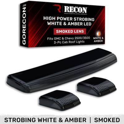 Recon - Recon 264157BKS LED Cab Roof Light Kit Smoked/White/Amber Silverado/Sierra HD