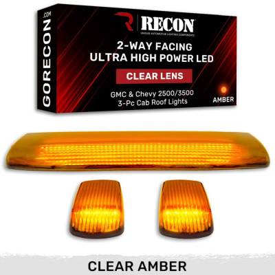 Recon - Recon 264157CLHPAM LED Cab Roof Light Kit Clear/Amber 15-19 Silverado/Sierra HD