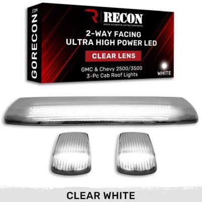 Recon - Recon 264157CLHPWH LED Cab Roof Light Kit Clear/White 15-19 Silverado/Sierra HD