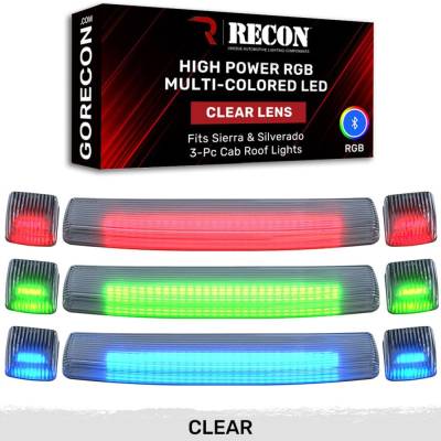 Recon - Recon 264157CLRGB LED Cab Roof Light Kit Clear/RGB 15-19 Silverado/Sierra HD