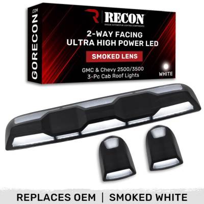 Recon - Recon 264158BKHPWH LED Cab Roof Lights Smoked/White for 20-23 Silverado/Sierra