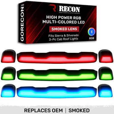 Recon - Recon 264158BKRGB LED Cab Roof Light Kit Smoked/RGB 20-23 Silverado/Sierra HD