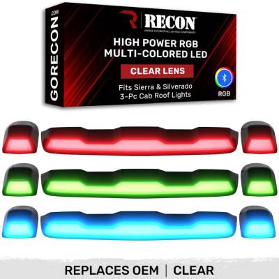 Recon - Recon 264158CLRGB LED Cab Roof Light Kit Clear/RGB 20-23 Silverado/Sierra HD