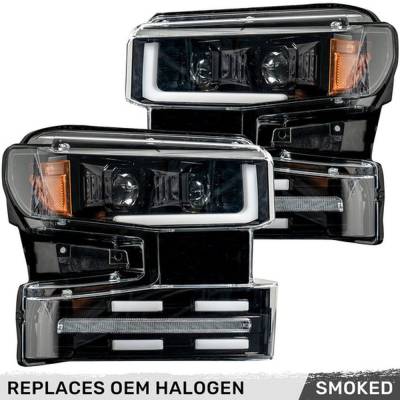 Recon - Recon 264396BKCS Projector HeadLights Smoked Lens 19-21 Silverado 1500