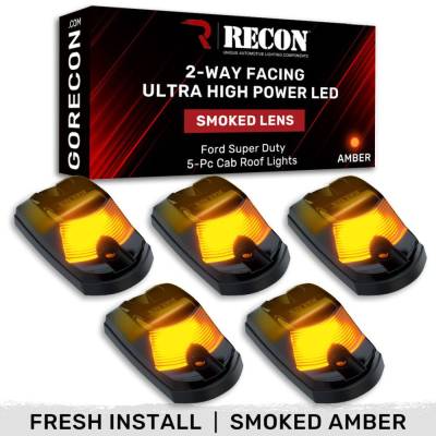 Recon - Recon 264342BKHPAM LED Cab Roof Light Kit Smoked/Amber for 17-25 Super Duty