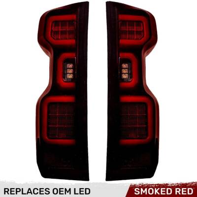 Recon - Recon 264397LEDRBK OLED Tail Lights Red Smoked Lens 19-25 Silverado 1500/HD