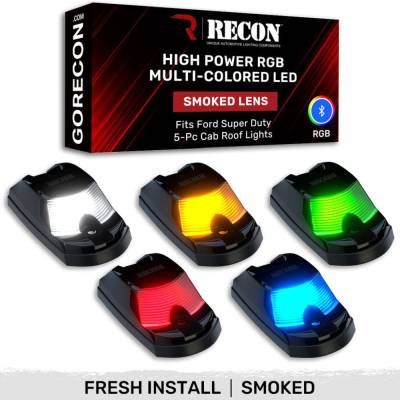 Recon - Recon 264342BKRGB LED Cab Roof Light Kit Smoked/RGB for 17-25 Super Duty