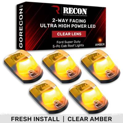 Recon - Recon 264342CLHPAM LED Cab Roof Light Kit Clear/Amber for 17-25 Super Duty