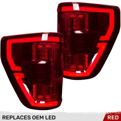 Recon - Recon 264568LEDRD OLED Tail Lights Red Lens 21-23 Ford F150 w/BLIS