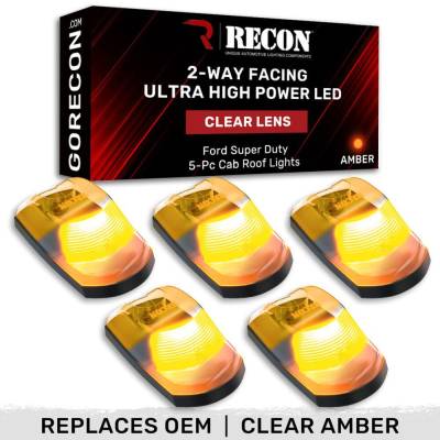 Recon - Recon 264343CLHPAM LED Cab Roof Light Kit Clear/Amber 17-22 Super Duty