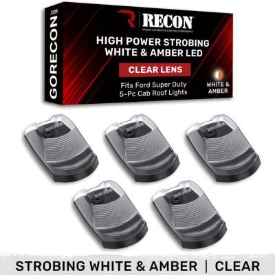 Recon - Recon 264343CLS LED Cab Roof Light Kit Clear/White/Amber 17-22 Super Duty