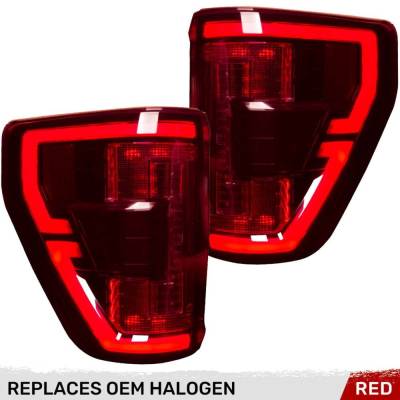 Recon - Recon 264568RD OLED Tail Lights Red Lens 21-23 Ford F150 w/BLIS