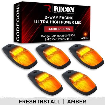 Recon - Recon 264345AMHPAM LED Cab Roof Light Kit Amber/Amber for 19-23 RAM HD