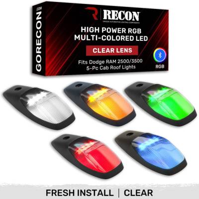 Recon - Recon 264345CLRGB LED Cab Roof Light Kit Clear/RGB for 19-23 RAM HD