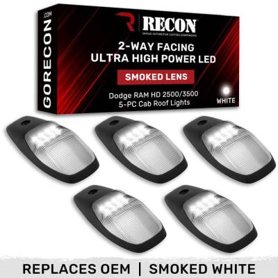 Recon - Recon 264346BKHPWH LED Cab Roof Light Kit Smoked/White for 19-23 RAM HD