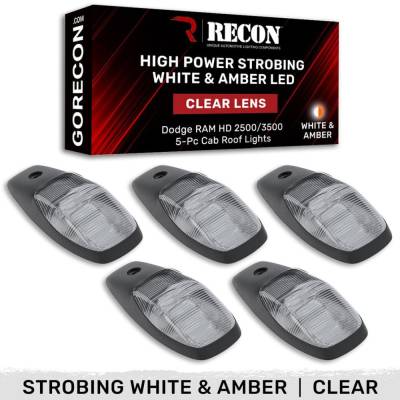 Recon - Recon 264346CLS LED Cab Roof Light Kit Clear/White/Amber for 19-23 RAM HD