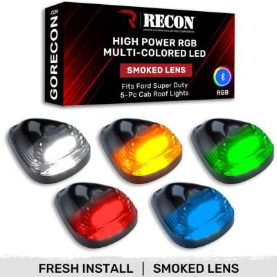 Recon - Recon 264143BKRGB LED Cab Roof Light Kit Smoked/RGB 99-16 Super Duty