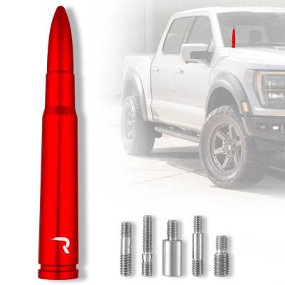 Recon - Recon 264ANT50RD 5" Aluminum 50 Cal Universal Stubby Antenna Red