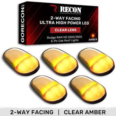 Recon - Recon 264146CLHPAM LED Cab Roof Light Kit Clear/Amber for 03-18 RAM HD