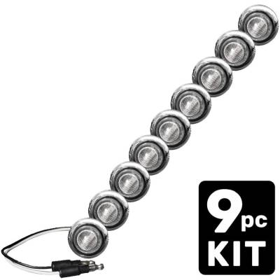Recon - Recon 264227WHCL Universal LED Air Damn Light Kit 9pc. Clear/White