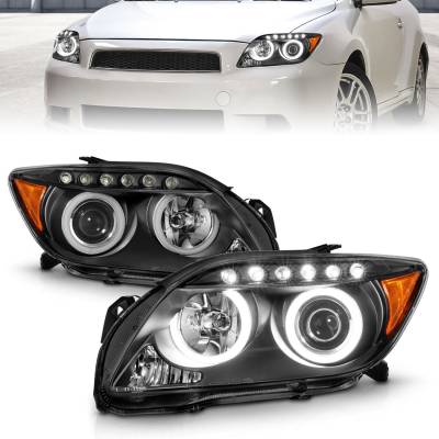 Anzo USA - Anzo USA 121119 Projector Headlight Set w/CCFL Halo Black for 05-10 Scion TC