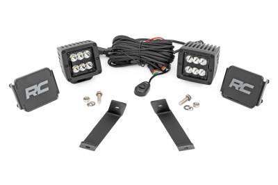 Rough Country Suspension Systems - Rough Country 70078 A-Pillar 2" LED Ditch Light Kit-Spot for 14-21 Cherokee KL