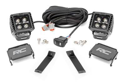 Rough Country Suspension Systems - Rough Country 70081 A-Pillar 2" LED Ditch Light Kit-Spot for 14-21 Cherokee KL