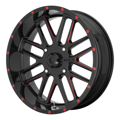 MSA Offroad Wheels - MSA Wheels M35 BANDIT 22x7 4x137 0mm Gloss Black/Red M35-022737R