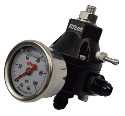 FiTech Fuel Injection - FiTech Fuel Injection 54001 Go Fuel Tight Fit Regulator w/Pressure Gauge