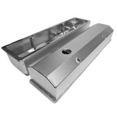 PRW - PRW 4035000 Valve Cover Aluminum Fabricated for Chevy SB Tall Satin Silver