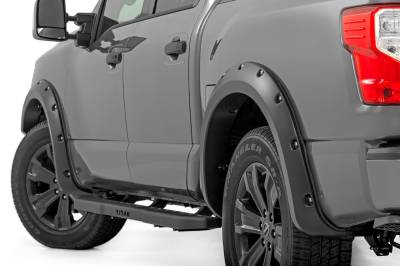 Rough Country Suspension Systems - Rough Country F-N101705A-RCGB Pocket Fender Flares Gloss Black for 17-24 Titan