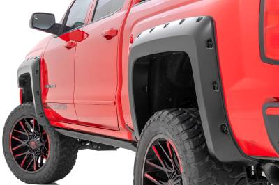 Rough Country Suspension Systems - Rough Country F-C11412B Pocket Fender Flares Black for 14-19 Silverado 1500/2500