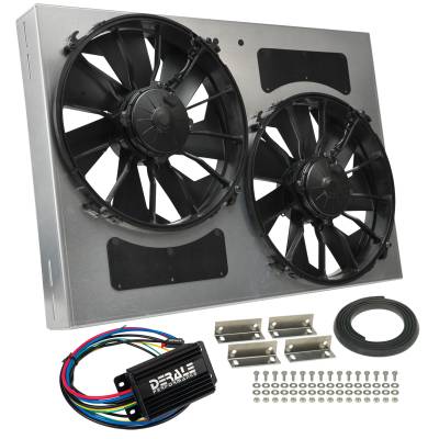 Derale - Derale 66842 Powerpack Dual 12" Rad Fan/Aluminum Shroud w/PWM Controller
