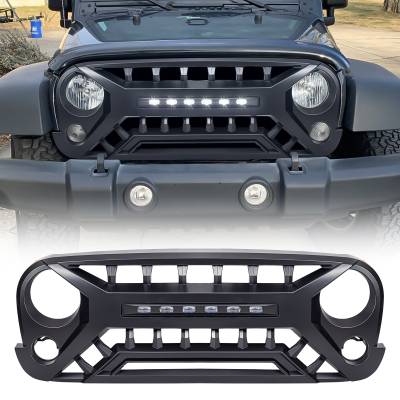 AMERICAN MODIFIED - AMERICAN MODIFIED AMJPAA00133 Armor Grille w/Off-Road Lights Matte Black
