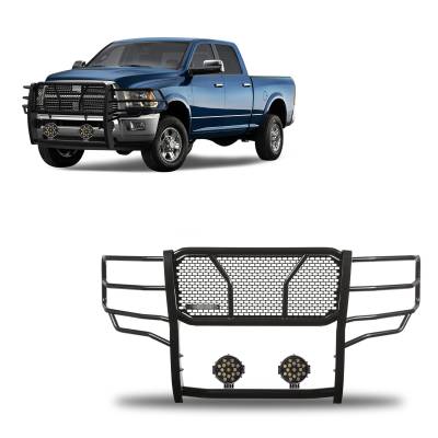Black Horse Off Road - Black Horse RU-DORA10-B-PLB Rugged-HD Grille Guard w/7.0" Blk for RAM 2500/3500