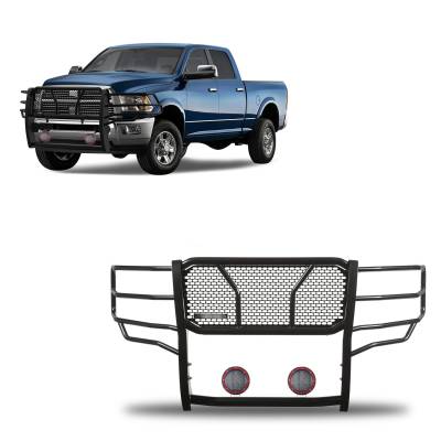 Black Horse Off Road - Black Horse RU-DORA10-B-PLFR RUGGED HD Grille Guard w/5.3" LED for RAM 2500/3500