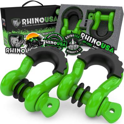 Rhino USA - Rhino USA RNO-GRN-SHACKLES 3/4" D-Ring Shackle Set 2Pc Green
