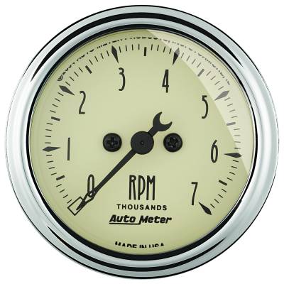 AutoMeter - AutoMeter 1897 Antique Beige In-Dash Tachometer Gauge 7000RPM 2-1/16"