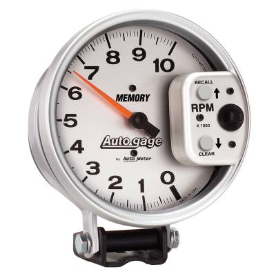 AutoMeter - AutoMeter 233907 Autogage Pedestal Tacho w/Memory Silver Gauge 10000RPM 5"